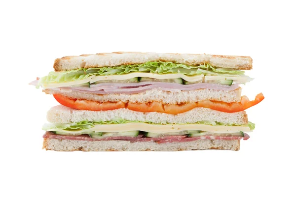 Grande panino su sfondo bianco — Foto Stock