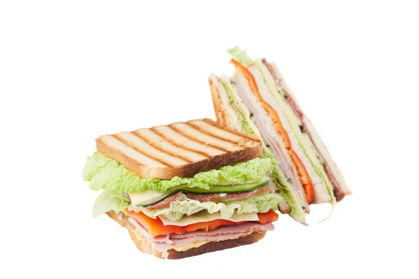 Sandwich på vit bakgrund — Stockfoto