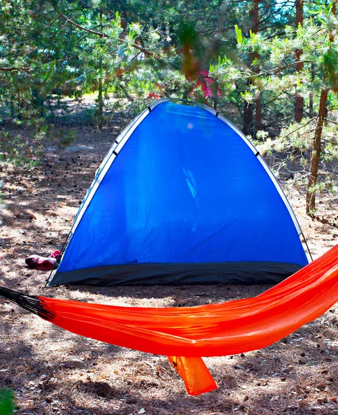 Tenda da campeggio e amaca — Foto Stock