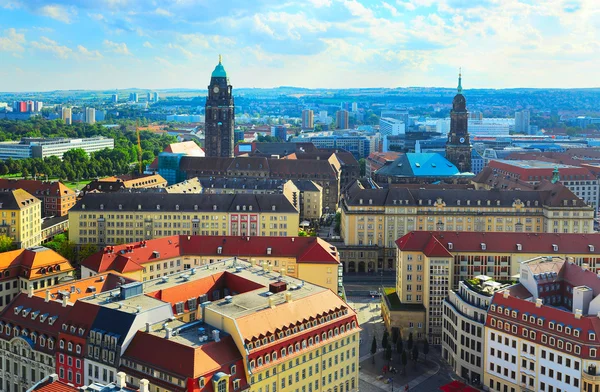 Dresden centrum van de stad bij zonsondergang — Stockfoto