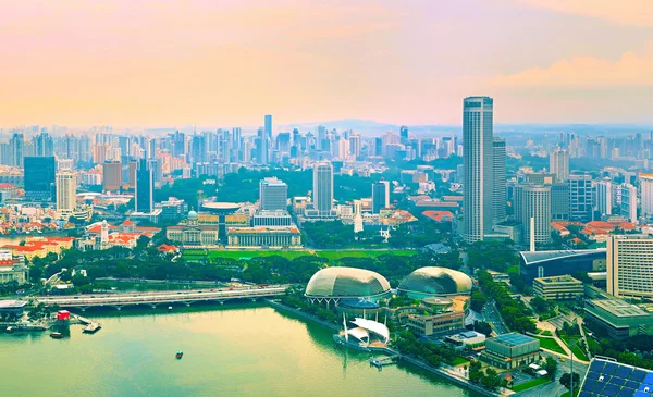 Singapur bay při západu slunce — Stock fotografie