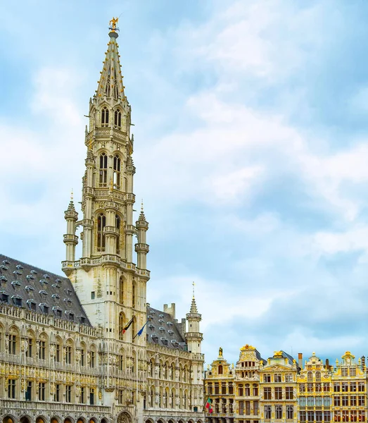 都市中心部の広場の景色 建築物 ブリュッセル ベルギーとムーディースカイラインのグランドプレイス観光ビル — ストック写真