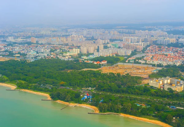 Luchtfoto Van Singapore Kust Architectuur Zonnige Dag — Stockfoto