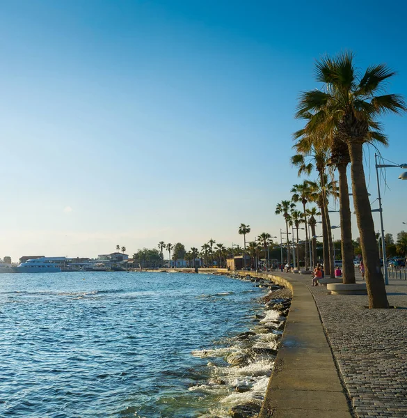 Uitzicht Dijk Van Paphos Bij Zonsondergang Cyprus — Stockfoto