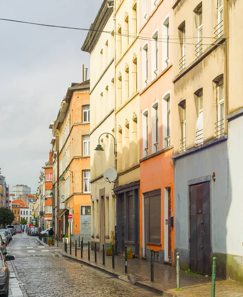 Strada Vuota Nel Centro Storico Bruxelles Dopo Pioggia Bruxelles Belgio — Foto Stock