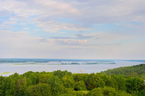 Vrachtschip Een Dnipro Rivier Oekraïne — Stockfoto