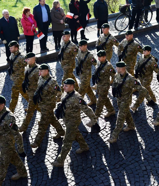 Polônia soldados desfile — Fotografia de Stock