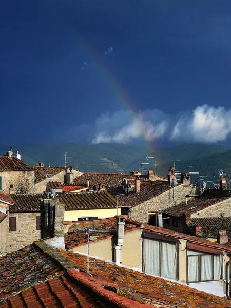 Arco-íris, cidade, Toscana — Fotografia de Stock