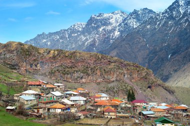 Typical georgian mountains village clipart