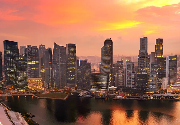 Panoramiczny widok na panoramę Singapuru — Zdjęcie stockowe