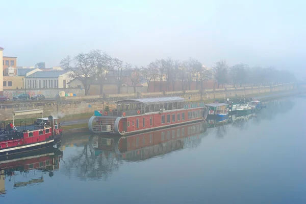 Boats on the Wistula river — Stock Photo, Image