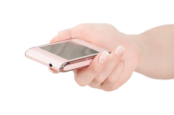 Hand holding big smart phone — Stock Photo, Image