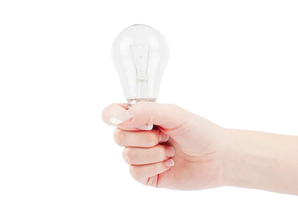 Lit lightbulb held in hand — Stock Photo, Image