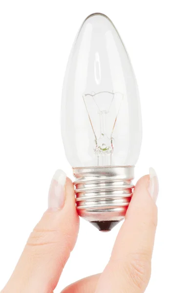 Lit lightbulb held in hand — Stock Photo, Image