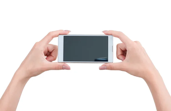 Hands holding smart phone — Stock Photo, Image