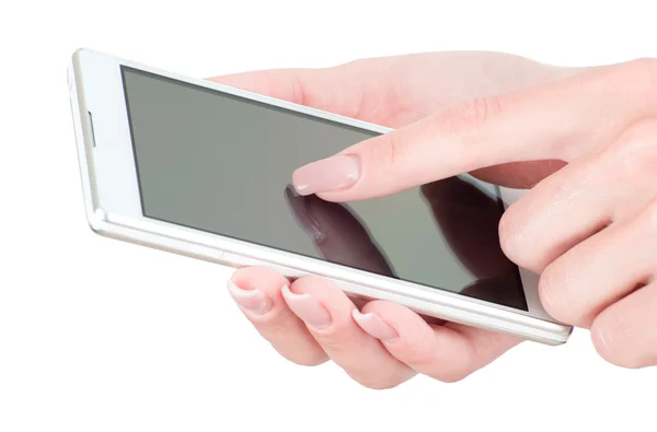 Handen die een smartphone vasthouden — Stockfoto