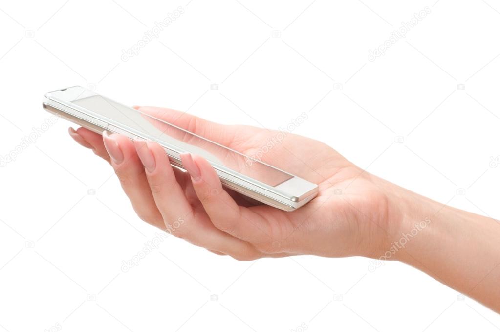 Hand holding big smart phone