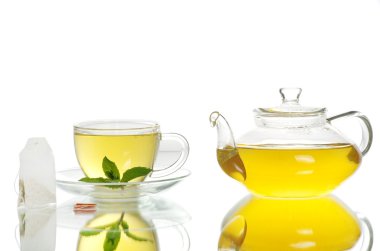 Cam bardak ve çaydanlık