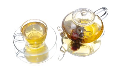 Cam bardak ve çaydanlık