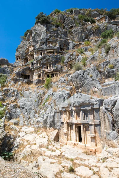 Ancient rock-cut tombs in Myra, Demre, — Stock Photo, Image