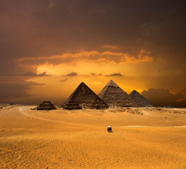 pyramids with a beautiful sky of Giza