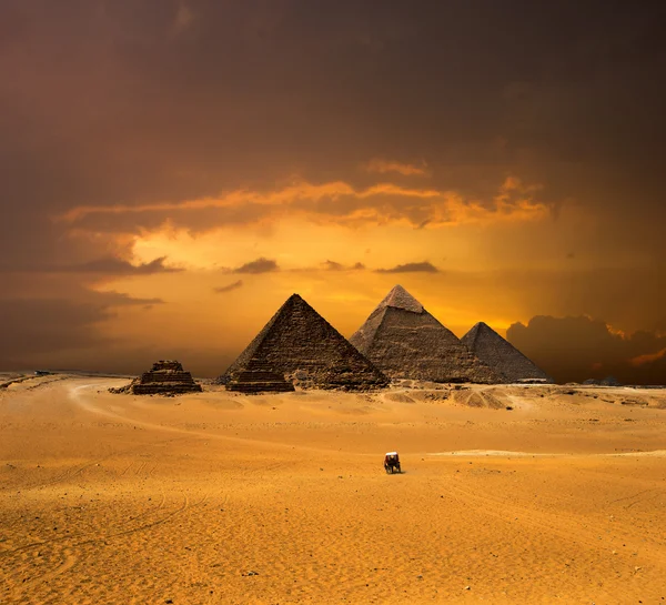 Pirámides con un hermoso cielo de Giza —  Fotos de Stock