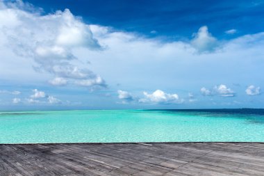 Maldivler 'deki tropik plaj 