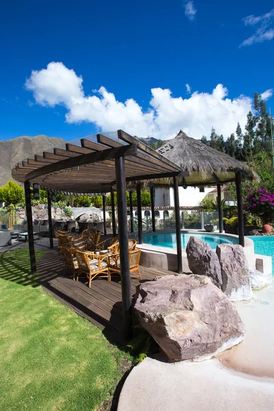 Garden landscape with swimming pool — Stock Photo, Image