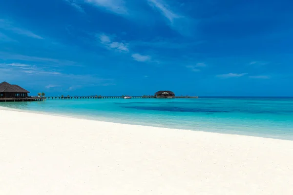 Isla Tropical Maldivas Con Playa Arena Blanca Mar — Foto de Stock