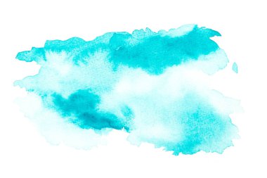 Soyut mavi suluboya arka plan. Kağıda sıçrayan renk. El çizimi. 