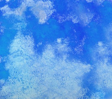 Soyut mavi suluboya arka plan. Kağıda sıçrayan renk. El çizimi. 