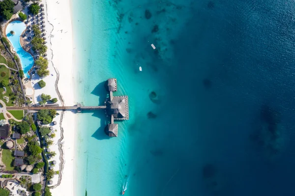 Tropical Sea. Amazing bird eyes view in Zanzibar