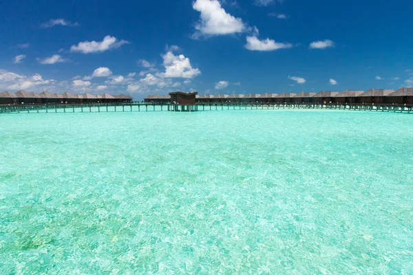 Prachtig Tropisch Malediven Eiland Met Strand Zee Met Waterbungalows — Stockfoto