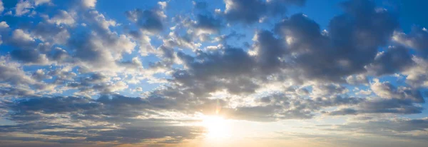 Panorama Nebe Krásný Mrak Pozadí Oblohy Východ Slunce Pozadí Sky — Stock fotografie