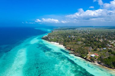 Tropikal Deniz. Zanzibar 'da şaşırtıcı kuş bakışı manzara