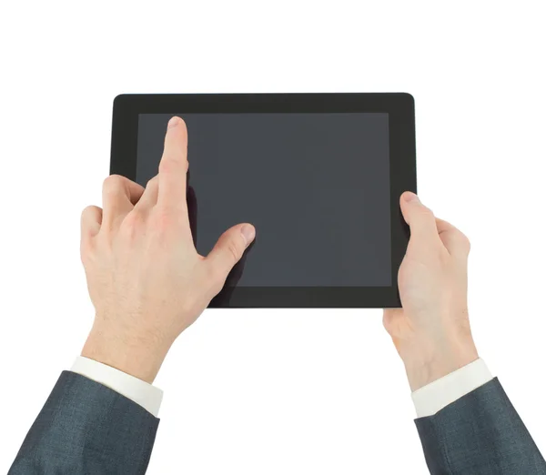 Τα χέρια με τον υπολογιστή tablet — Φωτογραφία Αρχείου