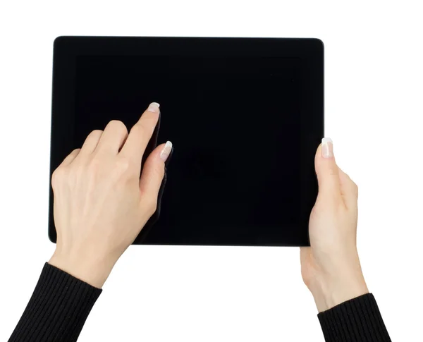 Tablett dator i händerna — Stockfoto