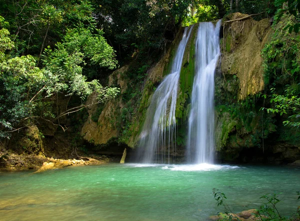 Waterfall in green forest — Stock Photo, Image