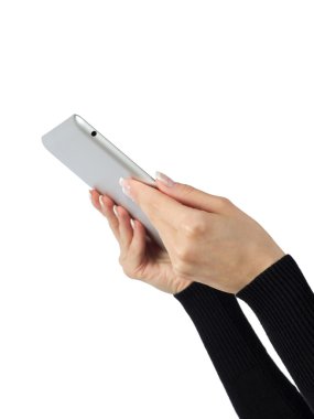 ellerinde tablet bilgisayar