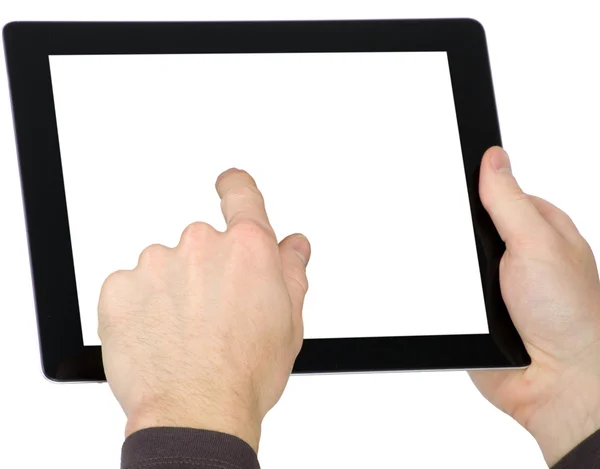 Händer med tablet PC — Stockfoto