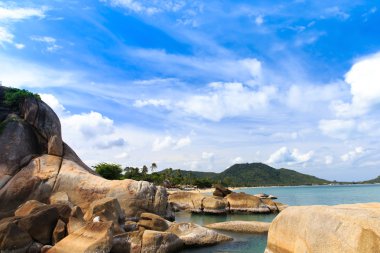 Mavi deniz ve mavi gökyüzü