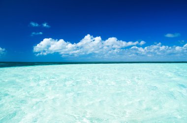 Mavi gökyüzünün altında deniz