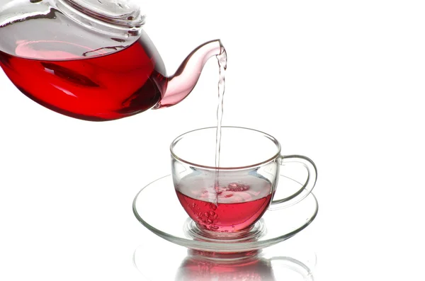 Tea being poured into  cup — Stock Photo, Image