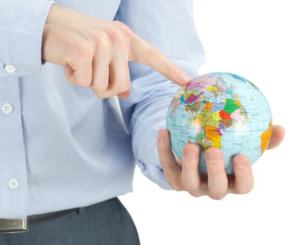 Handen met een globe — Stockfoto