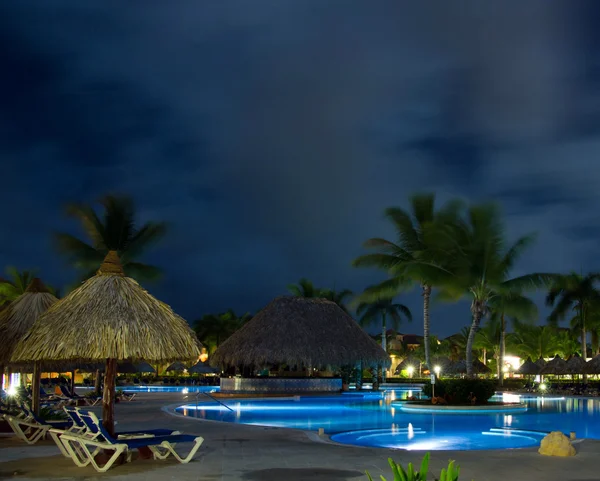 Swimming pool  in night illumination — Stock Photo, Image