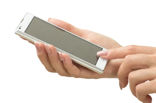 Hände halten Smartphone — Stockfoto