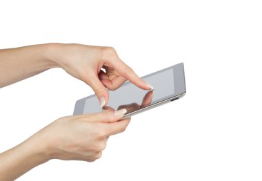 ellerinde tablet bilgisayar