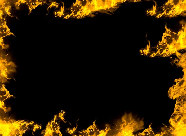 Marco de fuego en negro — Foto de Stock