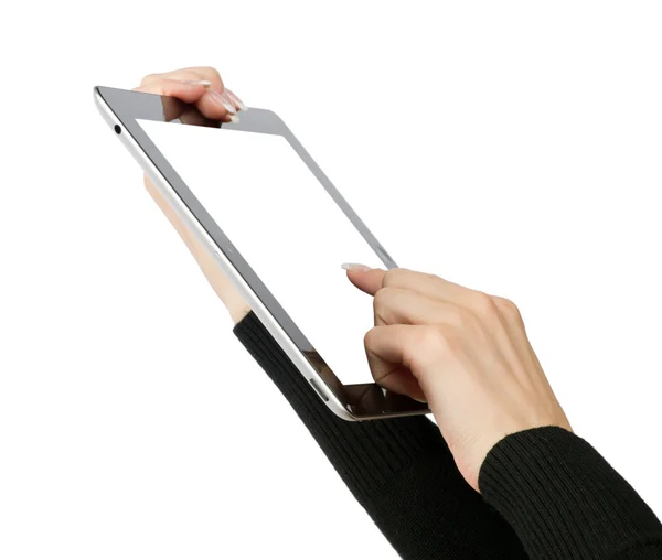 Handen met tablet pc — Stockfoto