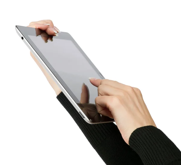 Handen met tablet pc — Stockfoto